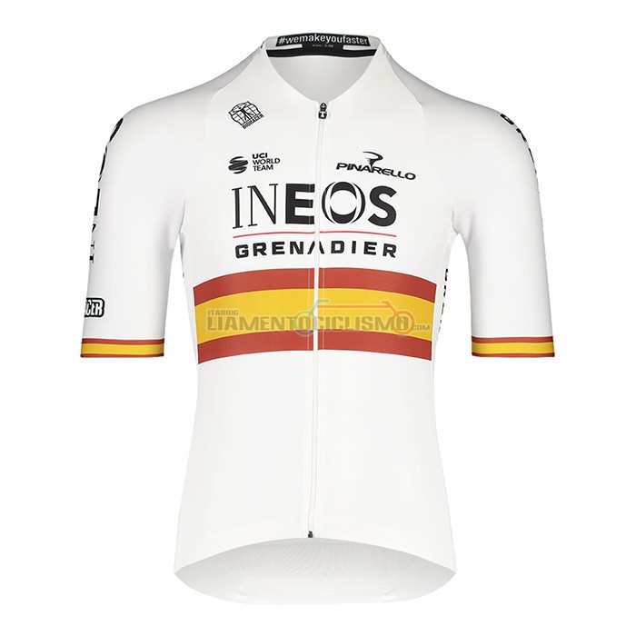 Abbigliamento Ciclismo Spagna Champion Ineos Manica Corta 2022 Bianco Rosso